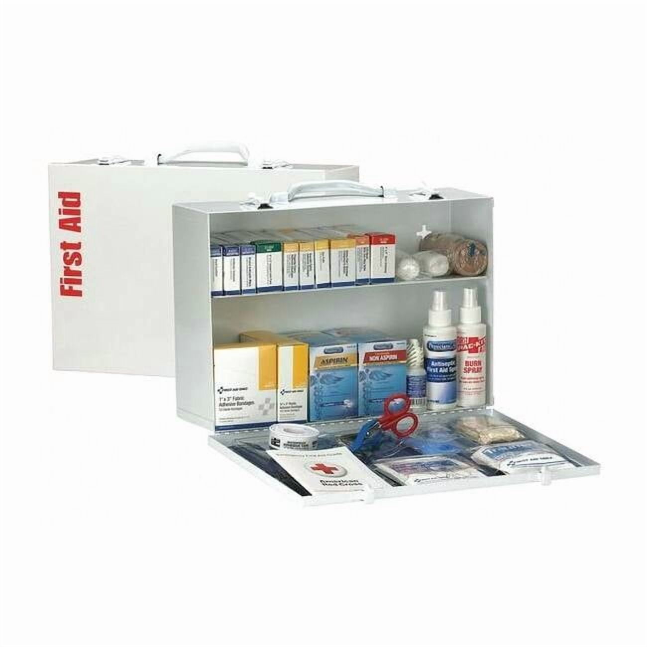 First Aid Kit and Housing, Steel Cabinet, 347 Components, 75 People Served 90572