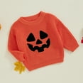 thumbnail image 2 of Toddler Baby Boy Girl Halloween Outfit Knit Chunky Pumpkin Sweaters Crew Neck Pullover Sweatshirt Tops Fall Winter Clothes, 2 of 8