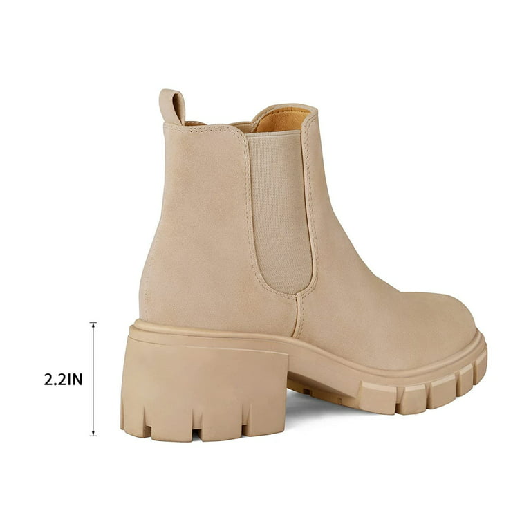 sejle beskytte Skrive ud Mysoft Women's Beige Platform Chelsea Boots Ankle Boots Size 7.5 -  Walmart.com