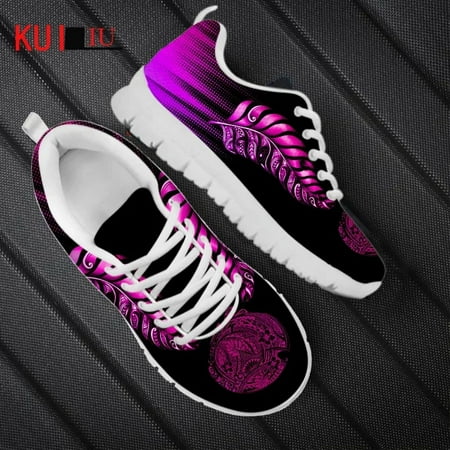 

Flats Shoes Women Casual Autumn Mesh Lace Up Sneakers Fashion Polynesian Tribal Tattoo Pattern Female Breathable Footwear