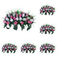 thumbnail image 6 of 6PCS Artificial Cemetery Flowers - Realistic Silk Rose Bouquet with Headstone Saddle, Outdoor Grave Decorations, Non-Fading Colors for Memorials & Gravesites, 6 of 6