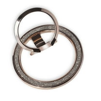 Dteck Magnetic Phone Ring Holder for MagSafe, Glitter Magnetic Grip Adjustable Kickstand Compatible with iPhone 15 14 13 12 Series,MagSafe Accessories,Gold