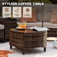 thumbnail image 5 of MEISSALIVVE 8 Piece Outdoor Patio Furniture Set, Half-Moon Curved Sectional Set with Wood Armrests, 2 Half-Moon Ottomans, Round Table (Brown), 5 of 6