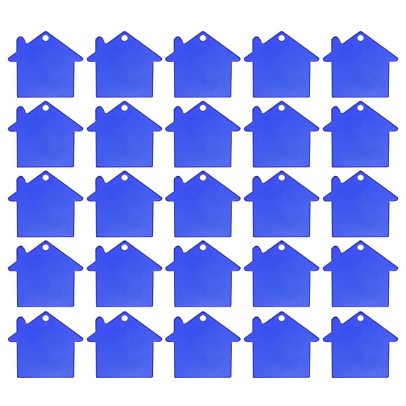 House Shape Blank Tags Metal Stamping Tag Blank Dog ID Tags, Blue Engraving Tags, 25 Pack