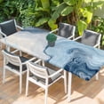 thumbnail image 2 of Blue Marble Table Cloths for 8 Foot Rectangle Tables, Summer Ocean Wave Blue Ombre Patio Waterproof Elastic Fitted Tablecloths, Washable Rectangular Table Cover for Camping, 2 of 8