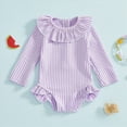 thumbnail image 2 of UAYOTSE Baby/Toddler Girls Seersucker Long Sleeve One Piece Rash Guard Swimsuit,Sizes 2-3 Years, 2 of 6