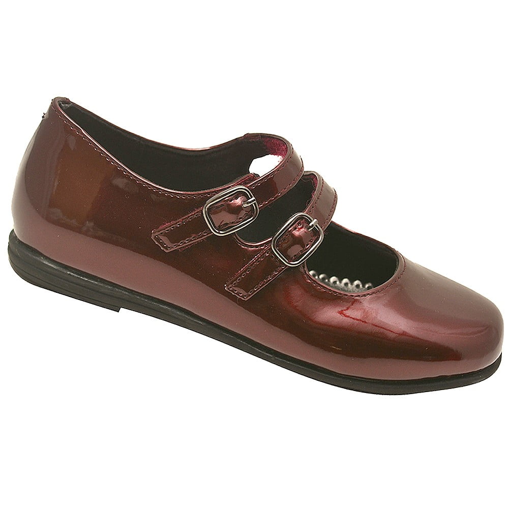 Rachel Shoes Rachel Shoes Girls Burgundy Patent Shine Double Strap