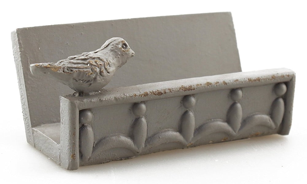 Desk Business Card Holder Stand Bird Design Gray