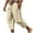 Khaki, variant on Inleife Mens Pants Plus Size Men's Linen Drawstring Pocket Elastic Belt Straight Leg Solid Pant Wide Leg Pants Green S