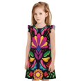 thumbnail image 1 of Fotbe Colorful Floral Embroidery Mexican Vestido de Dormir para Niñas de 3 a 10 Años, Mangas Cortas, Estilo Princesa, Pijama Camisón con Mangas Voladas-X-Large, 1 of 6
