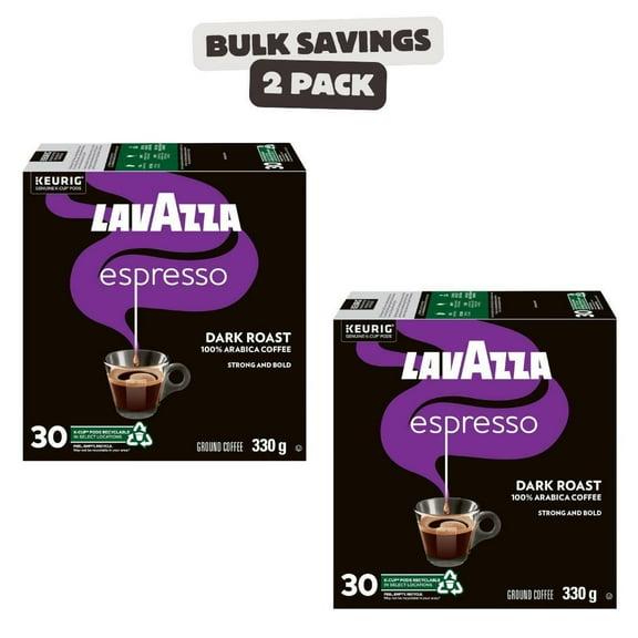 2 x Lavazza Espresso Dark Roast K-Cup Coffee Pods, 30 Count For Keurig Coffee Makers