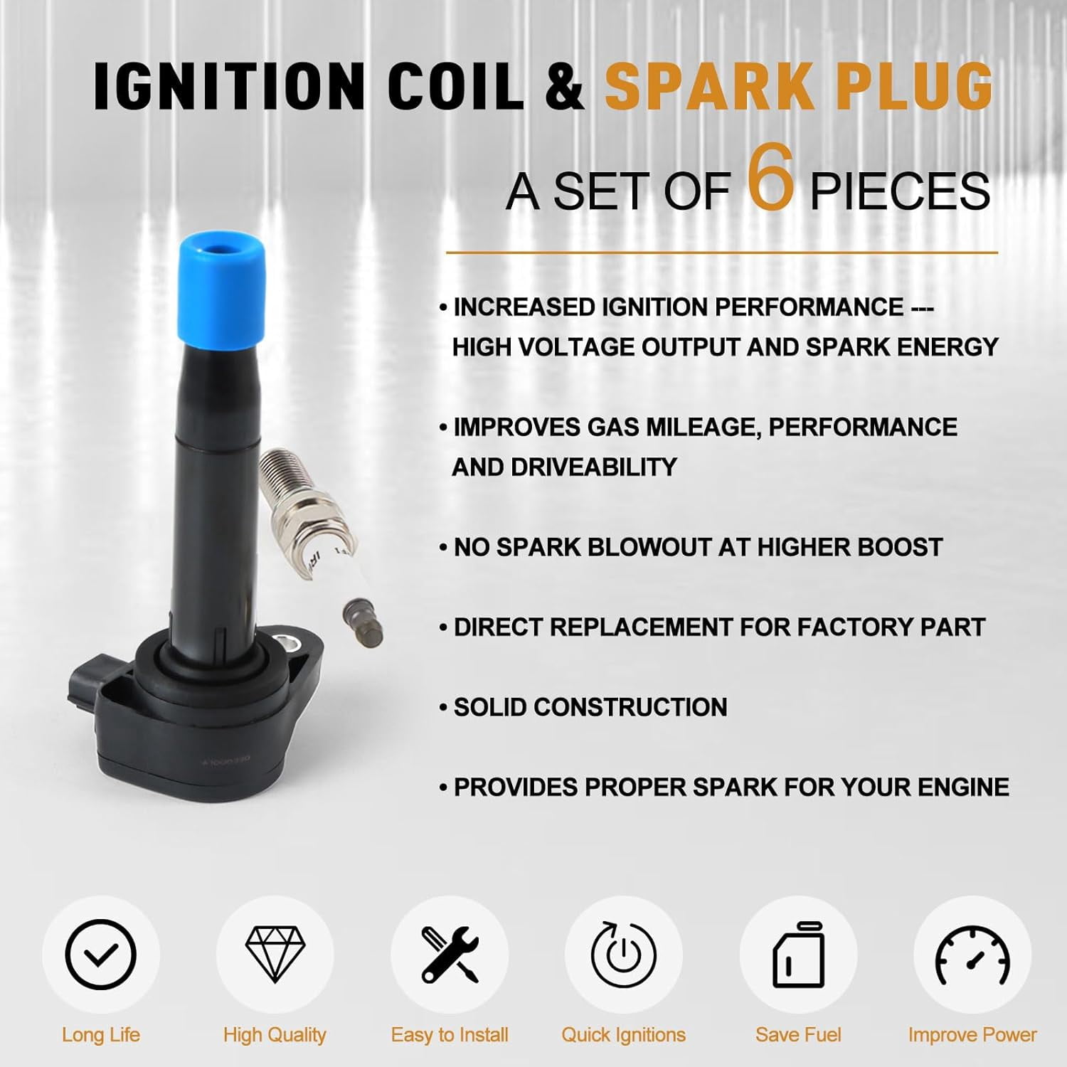 POLARPRA Ignition Coil Pack Compatible with Honda Acura RL TL TSX Accord Crosstour Odyssey 3.5L 3.7L V6 Replace UF603