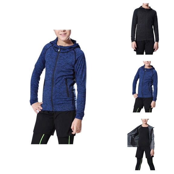 Boys Zip Up Sweatshirt Long Sleeve Athletic Pullover For Kids Workout Tops