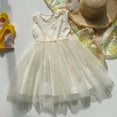 thumbnail image 2 of Robes Décontractées pour Filles, Été, Maille, Broderie Papillon, Col Rond, Sans Manches, Danse, Fête, Robe d'Été, Vêtements de Sport, Beige, 5-6 Ans, 2 of 4