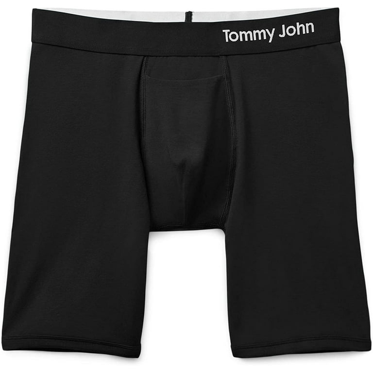 Men's Tommy John 1000023 Cool Cotton Long Leg Boxer Brief (Black XL) 