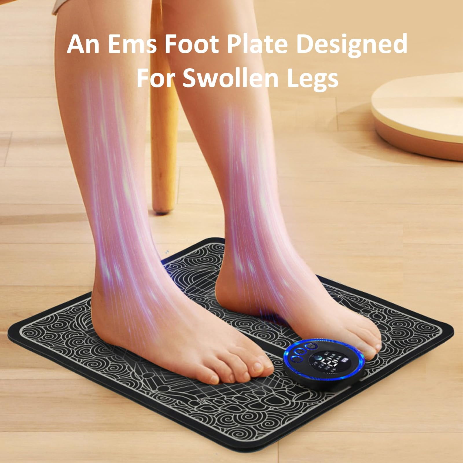 Ornexis EMS Plate Foot Massager for Muscle Relaxation, 8 Modes & 19 Levels of Massage Intensity, LCD Display Screen, USB Rechargeable