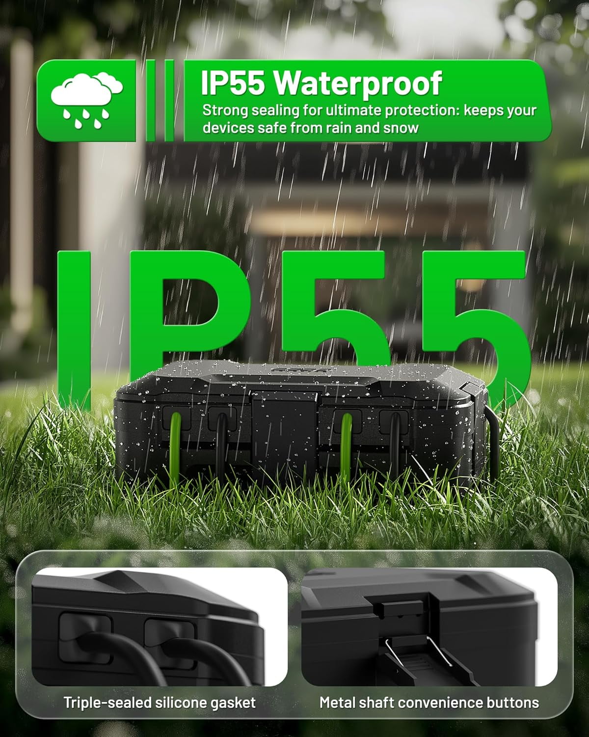 Outdoor Waterproof Electrical Box with IP55 Canvas, Weatherproof Extension Cord Cover for Power Strip & Plug