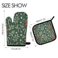thumbnail image 2 of Yayeee Oven Mitts and Pot Holder Set of 4 Heat Resistant Kitchen Gloves Baking Hot Pad, Christmas Candy Cane, 2 of 5