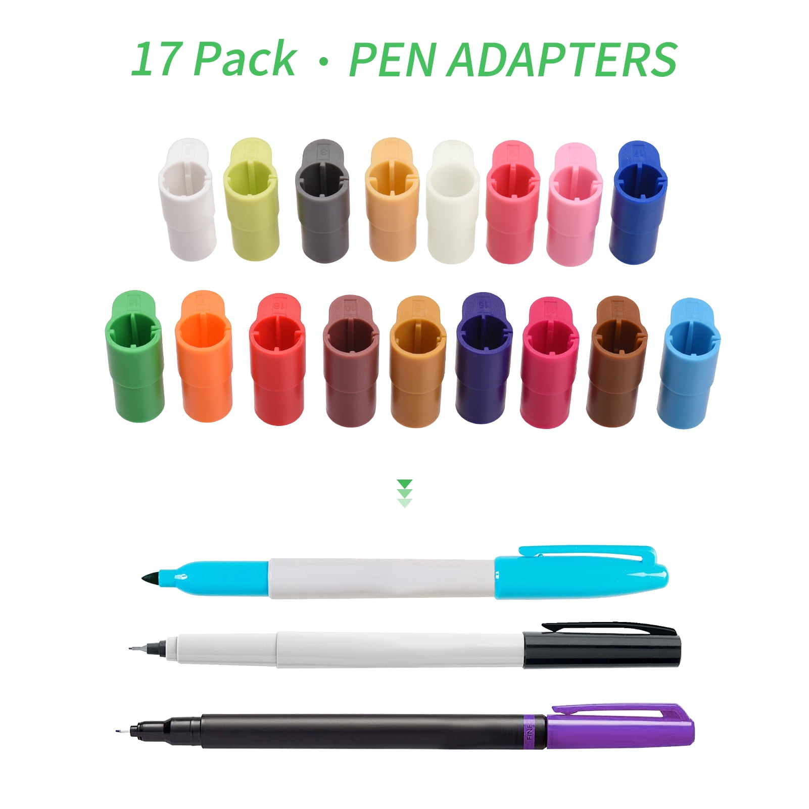 Eccomum 17 Packs Pen Adapter Set Marker Holder Replacement for Sharpie / /  / Sakura / Pilot / Pentel / Paper Mate / Mitsubishi uni-Ball Compatible  with Cricut Explore Air 3/Air 2/Air/Maker/Maker 3 