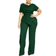 thumbnail image 3 of Tqyyweavej Plus Size Two Piece Sets for Women Short Sleeve Slim Elegant Cowl Neck Tops and Oversized Wide Leg Solid Color Pants S-5XL, 3 of 5