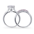 thumbnail image 4 of BERRICLE Sterling Silver 5-Stone Wedding Engagement Rings 2 Carat Cubic Zirconia CZ Solitaire Ring Set for Women, Rhodium Plated Size 4.5, 4 of 19