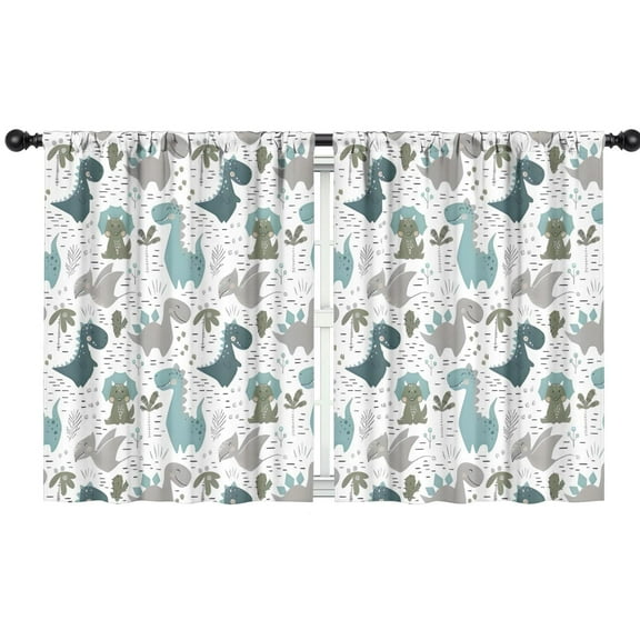 Blackout Kids Curtains,Colorful Dinosaurs Plants Pattern Childrens Insulated Curtains Set Of 2,Bedroom Essentials,Toddler Room Decor 42"x54"