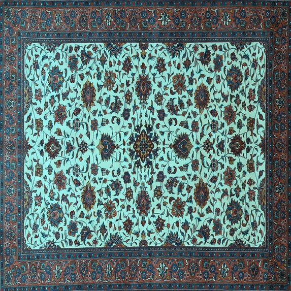 Ahgly Company Indoor Square Persian Light Blue Traditional Area Rugs, 6' Square
