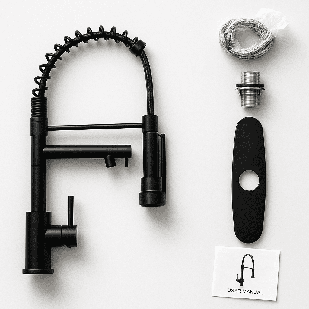 Kitchen Faucet with Pull Down Sprayer,Touch On Single Handle 2-Function Stainless Steel Spring Neck,Single Hole Installation for Residential,Bar,Matte Black