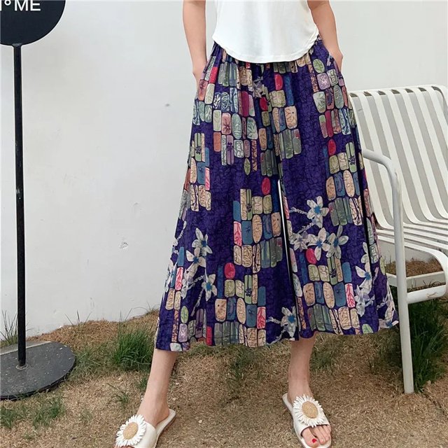 Womens Loose Pants Summer Wide Leg Rayon Blend