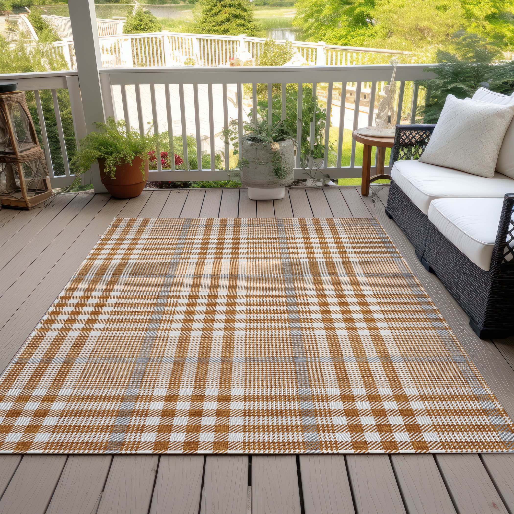 Addison Rugs Chantille Indoor/Outdoor Transitional Geometric, Abstract Paprika Washable Rectangle Rug, 9' x 12'