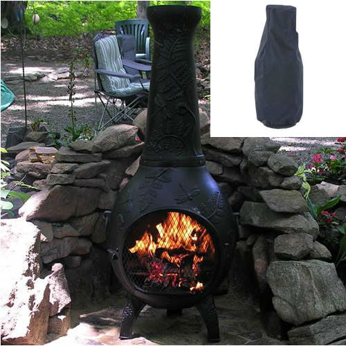 Qbc Bundled Blue Rooster Dragonfly Wood Burning Chiminea Alch014ch Tbrcc600l 52 Inch H X 22 Inch W Charcoal Color With Large Cover Plus Free Qbc Metal Chiminea Guide Walmart Com