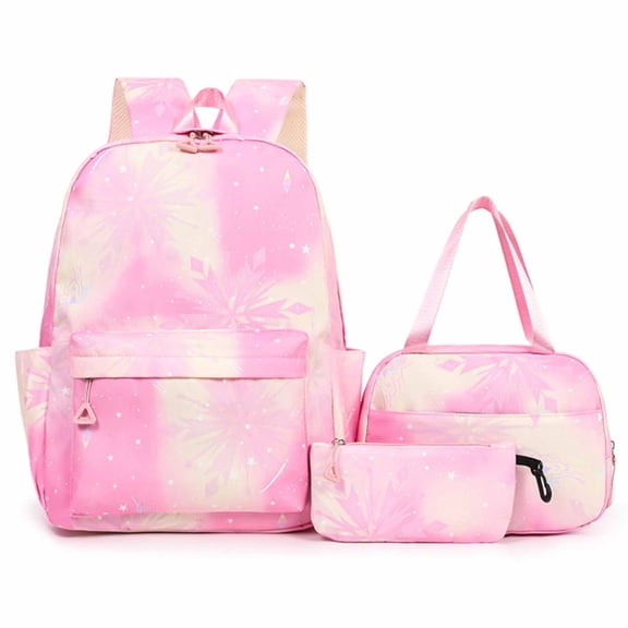 CSStudio Marble Print Backpacks for Teen with Lunch Bag and Pencil Case,17"Lightweight Schoolbags for Elementary 6-12 Years Old