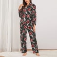 thumbnail image 2 of Honeii Autumn Forest Mushrooms print Women's Pajama Sets Long Sleeve Button Down Sleepwear Nightwear Soft Pjs Lounge Sets-Large, 2 of 7