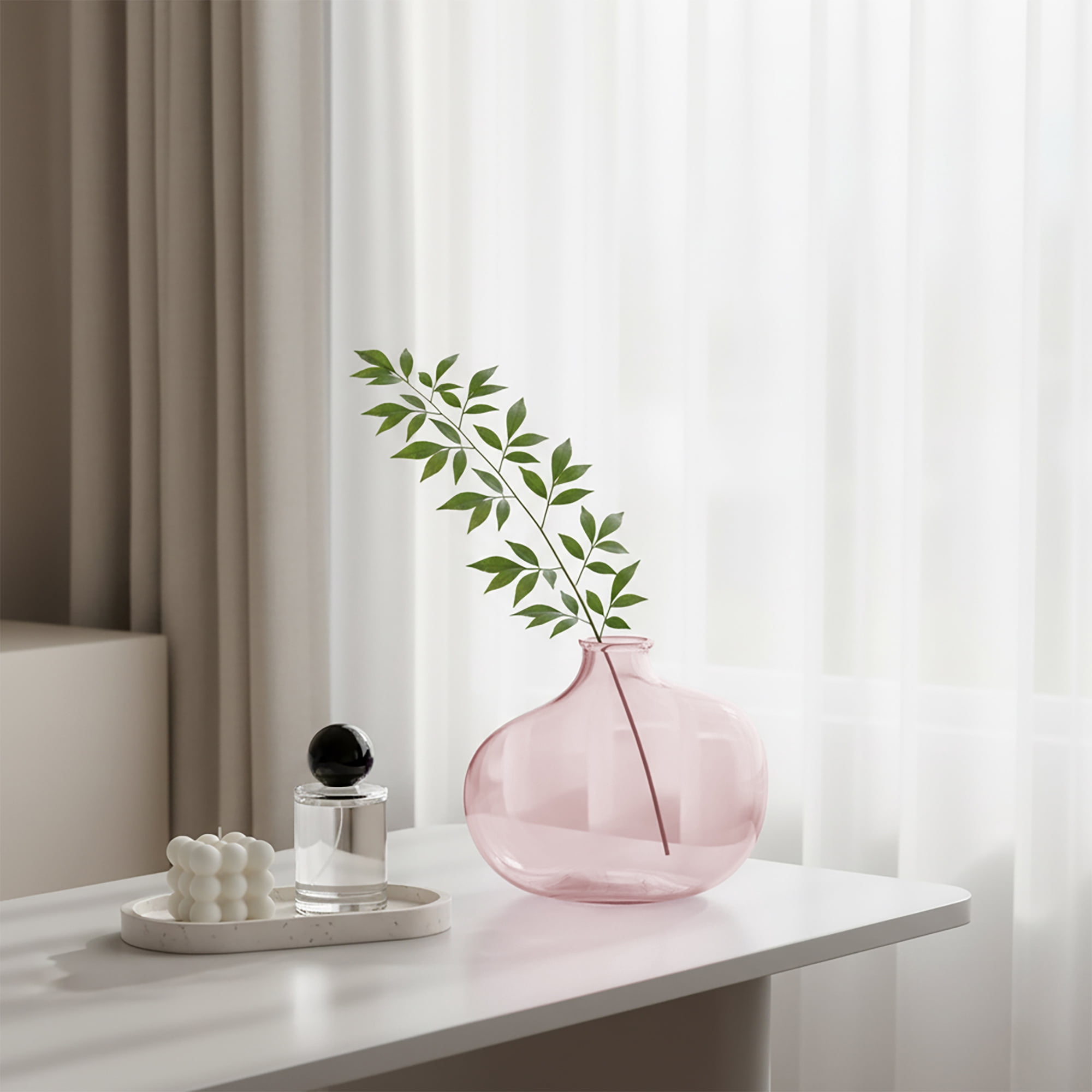 Mainstays Pink Glass Decorative Tabletop Vase, 7.3 in