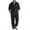 Black, variant on Men's Solid Color Casual Fashion Linen Quarter Button Stand-Up Collar Long Sleeved Shirt Long Pants Beach Set Lightweight Sweatshirt Fall Clothes Two Piece Lounge Matching Set Men