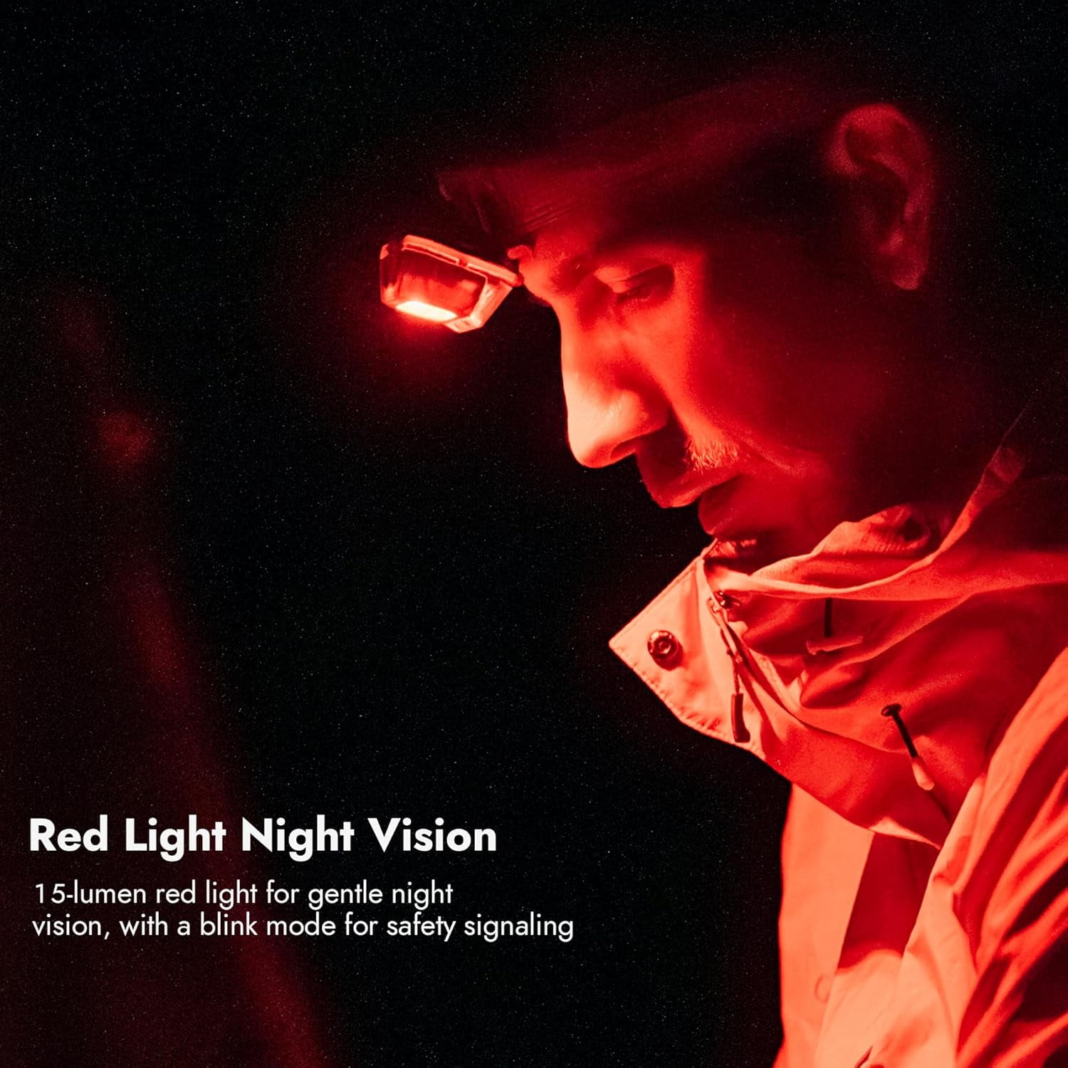 WUBEN H4 LED Headlamp 800 Lumens Rechargeable IP68 Waterproof Motion Sensor Red Light