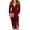 #01-Wine, variant on Women's Winter Solid Maxi Dress Long Sleeve Deep V-Neck Sexy Slit Pleated Long Dress Fall Evening Party Cocktail Dresses