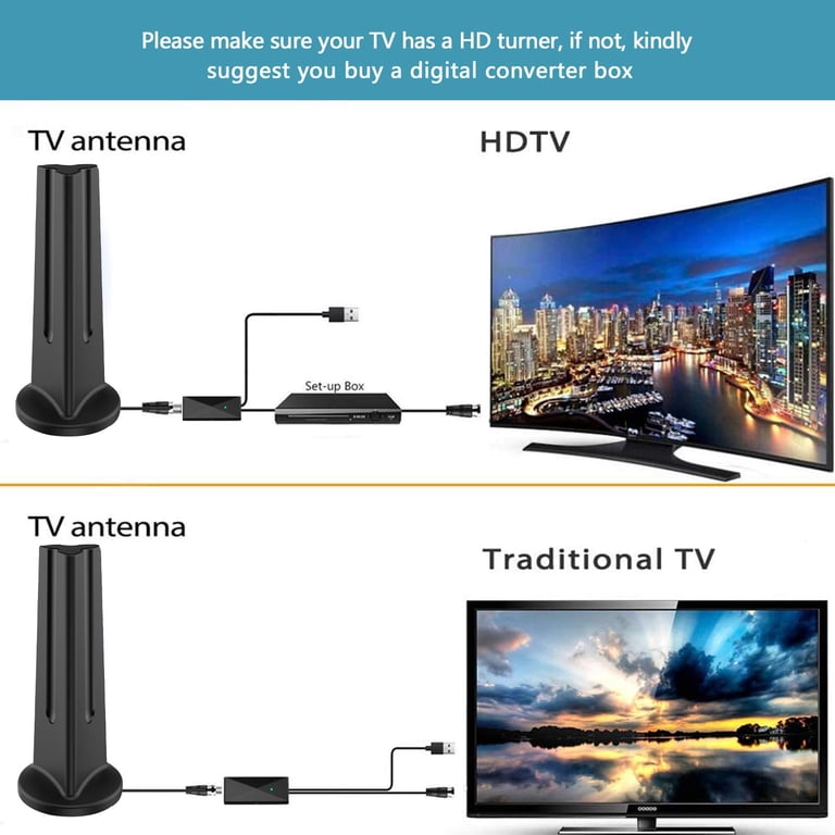 Camkey TV Antenna, Amplified Indoor Outdoor TV Antenna,Strongest Signal  Amplified Booster, 120 Miles Portable HDTV Antenna 4K 1080P Ultra HD  Channel for All TV - Walmart.com