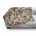 thumbnail image 2 of Floral Soft Flannel Fleece Throw Blanket, Delicate Vibrant Colors Roses Bouquet and Berries Art, Cozy Plush for Indoor and Outdoor Use, 70" x 90", Green Pink, by Ambesonne, 2 of 5