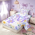 thumbnail image 2 of Meiyoeat Spring Daisy Floral Twin Sheet Sets for Women Girls, Cute Initial M Letter Bedding, Lavender Purple, 3-Piece, 2 of 5