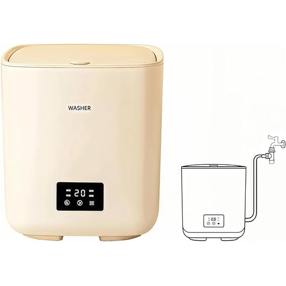 Automatic Portable Washing Machine, Mini Washer with Quiet and stable operation, Top Load, Compact for Dorms, Travel, Underwear & Socks, water inlet connection