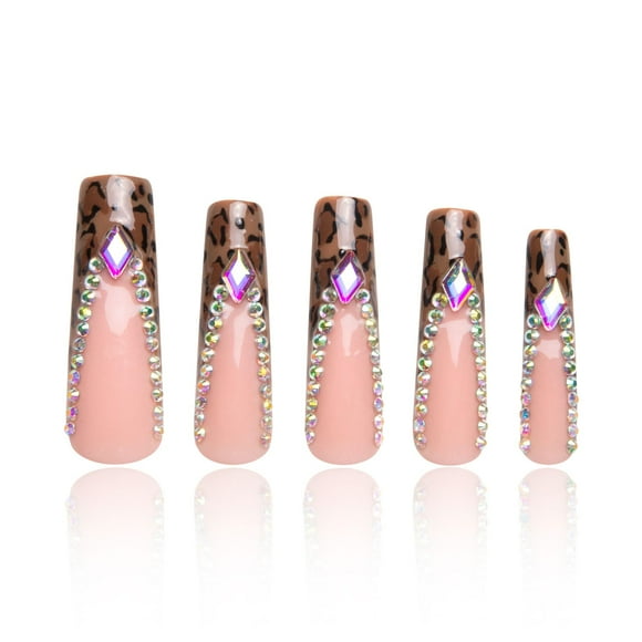 Precioso cóctel Press on Nails hecho a mano con cristales