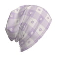 thumbnail image 6 of Xecao Floral Purple Buffalo Plaid Print Beanie Knitted Hat for Men Women, Winter Fashion Knit Cuffed Caps Unisex, 6 of 7