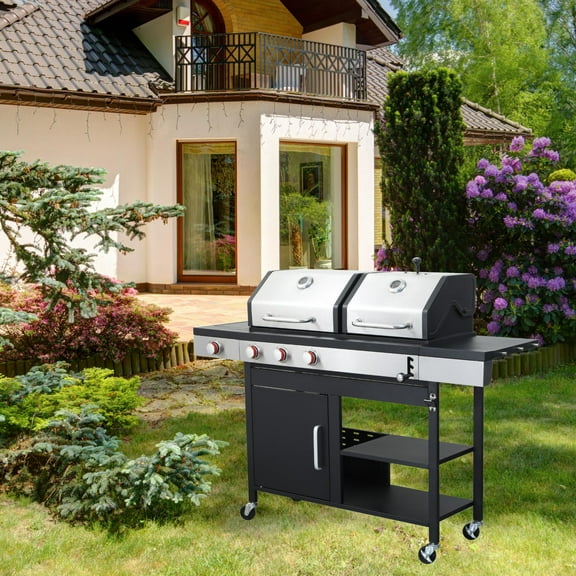 Sumdeal 37230 BTU 2-in-1 Gas & Charcoal Grill - Versatile Outdoor Cooking
