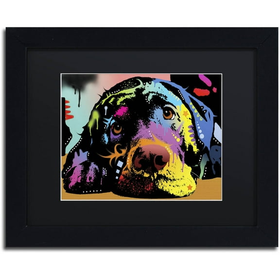 Trademark Fine Art "Lying Lab" Canvas Art by Dean Russo, Black Matte, Black Frame