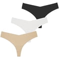 thumbnail image 1 of Gibobby Ropa Interior para Mujer Paquete de 3 tangas sin de algodón transpirable para mujer de color sólido(Caqui， L), 1 of 2