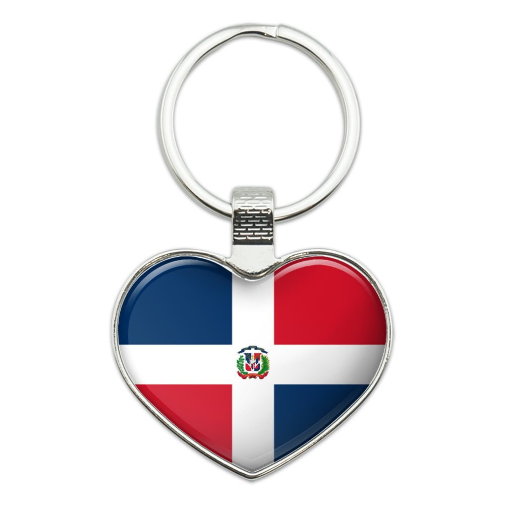 Dominican Republic Country Shape Flag Metal Keychain New 