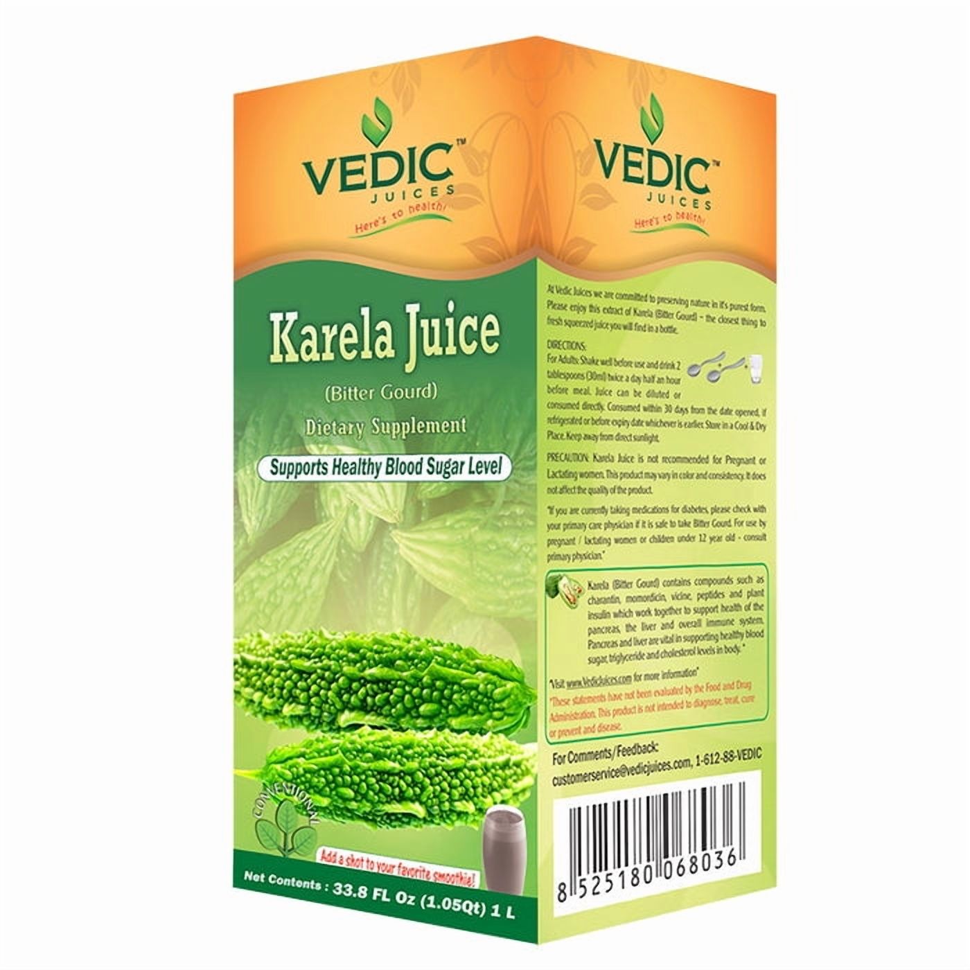 Vedic Juice Bitter Gourd (Karela) Juices | 33.8 floz (1000 Ml)