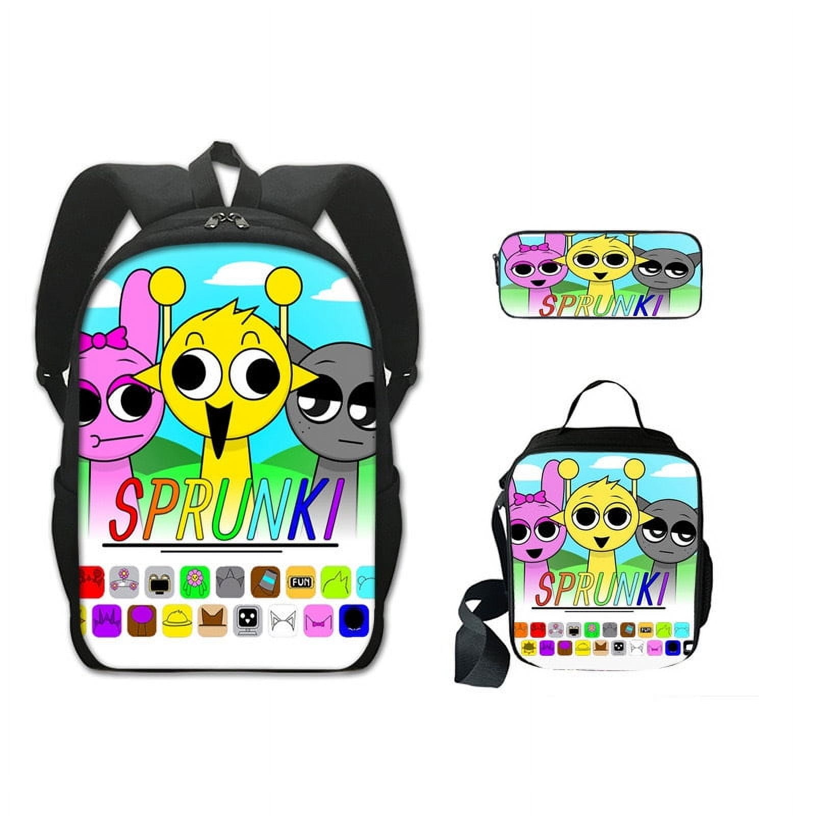 WovenWink Sprunky Backpacks, Sprunki Back Packs Pencil Bags Crossbody Bags Games Mochila Travel Back Packs, Best Gifts for Game Fans Birthday Graduation Theme Party