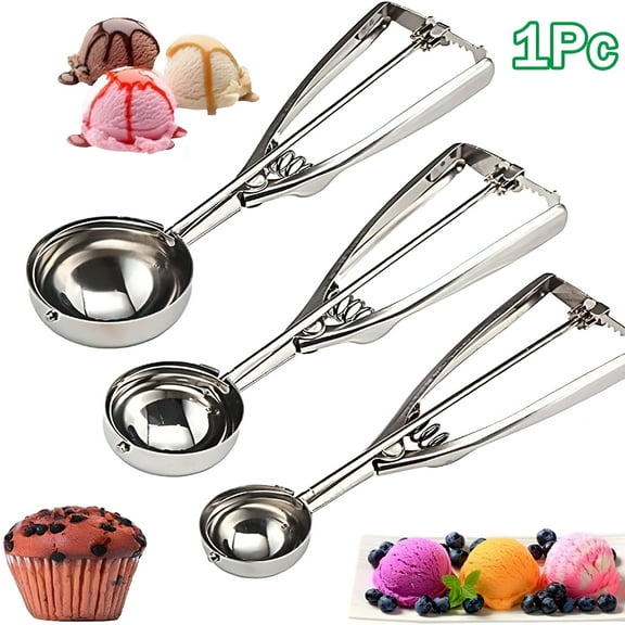 ACDANC Cookie Scoop,with Trigger for Kitchen Family Ice Cream Cookie Cupcake Muffin Meatball Multipurpose Stainless Steel Ice Cream Scooper